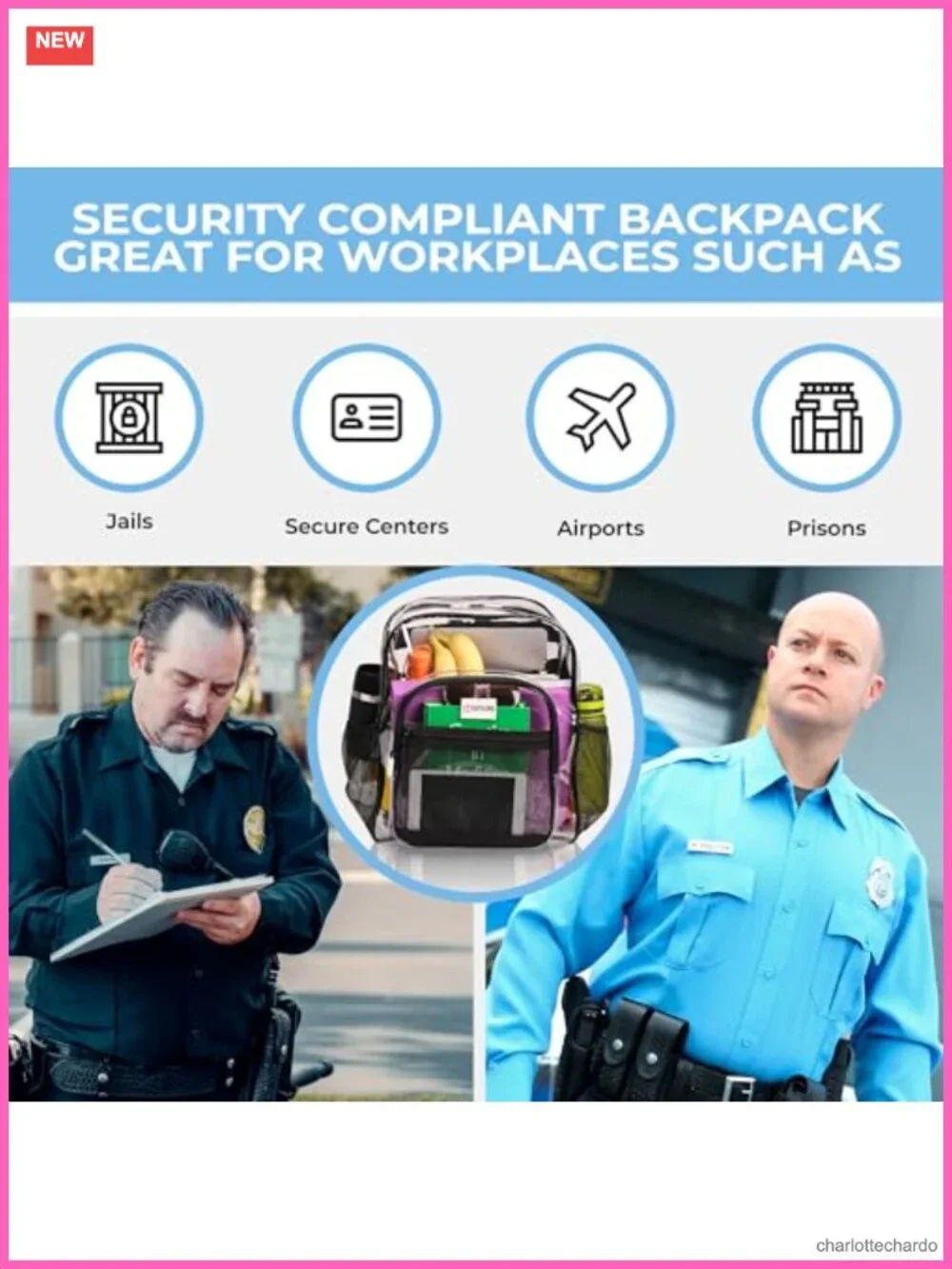 Heavy Duty XL Clear Backpack with TSA Lock, YKK Zippers, Key Holder, 32L